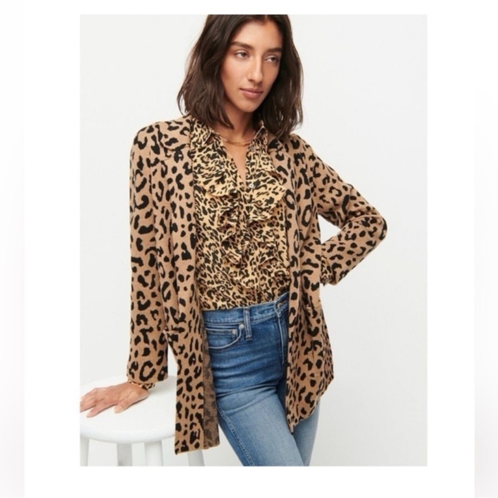 J. Crew Tan and Black Leopard Blazer